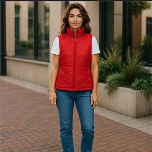 KENNETH COLE REACTION Women’s Red Puffy Down Vest Size M